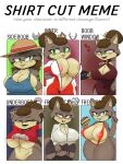  anthro areola berkthejerk big_breasts bikini breasts canid canine canis cleavage clothed clothing dress fan_character female hi_res leggings legwear mammal meme shirt shirt_cut_meme sling_bikini solo swimwear topwear tracksuit wolf 