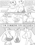  anthro big_breasts breasts clothed clothed/nude clothed_female_nude_male clothing comic curvy_figure dialogue disney duo emasculation english felid female girly group hi_res humiliation lion male mammal mature_female mother nala nude pantherine parent penis_humiliation premature_ejaculation sarabi simpa small_penis_humiliation sph sugslimic the_lion_king voluptuous 