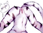  anthro black_stripes breasts clitoris embarrassed embarrassed_nude_female felid female fur genitals jack-o&#039;_pose mammal pose pussy solo spread_legs spreading stripes tundra_(character) white_body white_fur 
