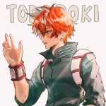  1boy artist_name blue_eyes boku_no_hero_academia burn_scar character_name highres joffeecup looking_at_hand male_focus messy_hair multicolored_hair parted_lips red_hair scar scar_on_face simple_background solo todoroki_shouto two-tone_hair upper_body white_background white_hair 