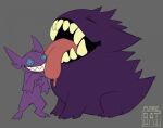  2020 ambiguous/ambiguous ambiguous_gender cuddles_(funnybat) digital_media_(artwork) duo eyes_closed feral funnybat gengar happy licking nintendo open_mouth pok&eacute;mon pok&eacute;mon_(species) sableye sitting size_difference smile standing teeth teeth_showing tongue tongue_out video_games 
