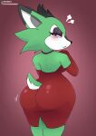  anthro archie_comics berkthejerk big_butt blush butt clothing clove_the_pronghorn dress female hi_res horn looking_at_viewer mammal pronghorn red_clothing red_dress sega solo sonic_the_hedgehog_(archie) sonic_the_hedgehog_(comics) sonic_the_hedgehog_(series) wide_hips 