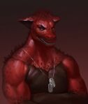  angry anthro bal_shaloc biceps bungie crossed_arms destiny_(video_game) dog_tags ears_back grumpy hi_res male muscular pivoted_ears red_body red_scales scales scalie silver_eyes snarling solo teeth_showing thick_neck unknown_artist war_beast 