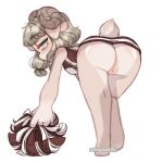  anthro bent_over big_butt bovid butt caprine ch4ng3 cheerleader clothed clothing english_text female genitals hi_res mammal no_underwear pom_poms pussy simple_background solo text white_background 