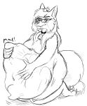  anthro ashe_blackwood_(character) canid canine digestion digestion_noises fatal_vore female fox herm hi_res intersex mammal mealwyrm_(artist) overweight overweight_female slightly_chubby solo vore 