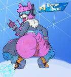  anthro anus bodily_fluids breasts butt camelid dj_bop epic_games female fortnite genitals hi_res llama looking_at_viewer mammal nipples nude open_mouth pussy simple_background smile solo thick_thighs video_games zadirtybish 