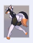  absurd_res anthro anus blue_eyes breasts canid canine canis female fox fox_tail genitals hi_res hybrid looking_at_viewer looking_back mammal nipples open_mouth pussy skade_(artist) skade_the_fox solo spread_legs spreading wolf 