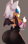  anthro big_breasts big_butt breasts butt ch4ng3 chiropteran clothed clothing female hair hi_res mammal rouge_the_bat sega simple_background solo sonic_the_hedgehog_(series) white_hair 