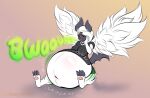  anthro belly big_belly breasts burping clothed clothing digestion digestion_noises female fur hand_on_cheek horn maid_uniform mega_absol mega_evolution nintendo open_mouth pok&eacute;mon pok&eacute;mon_(species) rumbling_stomach sassylebraix simple_background sitting solo spread_wings uniform video_games vore white_body white_fur wings 