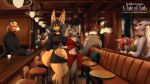  abs ailurid bar bartender beverage black_body black_fur black_hair blonde_hair blue_eyes brown_body brown_fur canid canine clothing collar dra&#039;essa draako dragon dress eyes_closed female fenavi_montaro fennec feretta feretta_(character) fox fur grey_body grey_fur hair hi_res mammal meeka_rose mis&#039;alia muscular muscular_female orange_body orange_fur pink_eyes pink_hair pub red_fox red_panda silver_dragon silver_fox silver_skin smile tan_body tan_fur vix_(feretta) white_body white_fur white_hair yellow_body yellow_eyes yellow_fur 