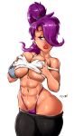  1_eye abs absurd_res big_breasts big_butt bottomwear bottomwear_down breast_grab breasts butt cleavage clothed clothing comedy_central cyclops female futurama gav hair hand_on_breast hi_res huge_breasts humanoid muscular muscular_female nipple_outline nipples panties pants pants_down partially_clothed purple_hair shirt skimpy solo tank_top thick_thighs thong topwear turanga_leela underwear wide_hips 