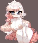  anthro big_breasts breasts ch4ng3 female hair hi_res lagomorph leporid long_hair mammal navel nude pink_hair rabbit simple_background solo wide_hips 