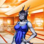  anthro big_breasts breasts clothing dragon female horn lin scalie second_chance_(game) smile swimwear western_dragon 