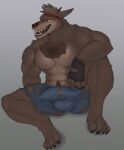  abs absurd_res anthro balls_outline biceps big_bulge body_hair bottomwear brown_body brown_fur bulge canid canine canis chest_hair clothed clothing dire_(fortnite) epic_games fleshformomo fortnite fur genital_outline genitals grey_background happy_trail hi_res male mammal muscular muscular_anthro muscular_male open_mouth open_smile pecs penis penis_outline pinup poking_out pose pubes sharp_teeth shorts simple_background sitting smile solo tan_body tan_fur teeth topless video_games were werecanid werecanine werewolf wolf 