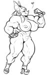  anthro big_breasts breasts chiropteran curvy_figure fakeanna female flexing hi_res high_heels mammal muscle_worship muscular muscular_female nude piercing sketch solo wide_hips 