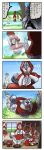  anthro bathing blush cacomistle_(artist) canid canine canis clothed clothing comic crossdressing female hi_res human humor japanese_text little_red_riding_hood_(copyright) male mammal red_clothing text translation_request wolf 