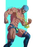  1boy abs absurdres archie_(pokemon) bandana bara beard blue_bandana commentary_request dark-skinned_male dark_skin evinist facial_hair highres large_pectorals male_focus mature_male muscular muscular_male navel nipples pectorals pokemon pokemon_(game) pokemon_oras smile solo stomach team_aqua topless topless_male 