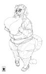  anthro areola areola_slip bell bell_collar big_breasts breasts bulging_breasts clothing clothing_pull collar eyeshadow eyewear fangs felid female glasses hi_res high_heels huge_breasts huge_thighs legwear looking_at_viewer makeup mammal mature_female monochrome nutnik11 overweight overweight_female pantherine sketch solo stripes susan_(tunesdesu) thick_thighs thigh_highs tiger tight_clothing topwear topwear_pull 
