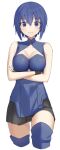  1girl absurdres bangs black_skirt blue_eyes blue_hair blush breasts ciel_(tsukihime) highres kopaka_(karda_nui) large_breasts looking_at_viewer powerd_ciel short_hair skirt solo tsukihime 