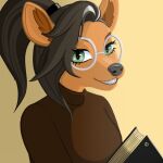  anthro avatar_(disambiguation) bookworm brown cervid eyewear female furry geek glasses hi_res icon mammal portrait shady_girl solo 