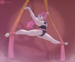  absurd_res acrobatics anthro breasts burlesque clothed clothing corset digital_media_(artwork) equid equine female hair hi_res horn huniepi lingerie looking_at_viewer mammal nipple_covers pasties pink_hair simple_background smile solo topwear unibro_pi unicorn 