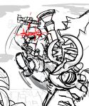  air_(disambiguation) alien black_and_white doc002 duo fecto_elfilis feral flying human kirby_(series) male mammal monochrome nintendo red_eyes sketch sky soldier_(team_fortress_2) team_fortress_2 valve video_games 