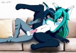  anthro balls big_breasts blue_body blue_fur blue_hair blush breasts brother brother_and_sister claws dean_(nikku_lunatique) domestic_cat duo felicia_(nikku_lunatique) felid feline felis female fur furniture genitals hair hi_res incest_(lore) long_hair looking_at_another looking_pleasured lying lynx male male/female mammal navel nikku_lunatique nipple_piercing nipples nude one_eye_obstructed orange_claws orange_eyes penis piercing pillow pink_claws pink_eyes pussy sex short_hair sibling sister smile sofa stripes 