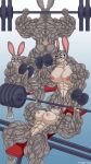  2022 abs anthro atariboy back_muscles biceps big_breasts big_muscles breasts butt disney exercise female flexing fur genitals grey_body grey_fur huge_muscles hyper hyper_muscles judy_hopps lagomorph leporid mammal muscular muscular_female nipples nude purple_eyes pussy rabbit smile solo teeth vein veiny_muscles weight_bench weights zootopia 