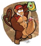  &lt;3 &lt;3_tail 2022 abs anthro balls banana baseball_cap big_penis blush bodily_fluids bottomless brown_body brown_fur clothed clothing cum cum_on_face cum_on_self diddy_kong donkey_kong_(series) erection food fruit fur genital_fluids genitals haplorhine hat headgear headwear hexdisciple hi_res huge_penis humanoid_genitalia humanoid_penis hyper hyper_genitalia hyper_penis male mammal monkey nintendo penis plant prehensile_tail primate red_clothing shirt solo tank_top topwear vein veiny_penis video_games 