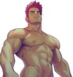  1boy abs bara boku_no_hero_academia completely_nude cowboy_shot endeavor_(boku_no_hero_academia) error facial_hair holo_eden large_pectorals long_sideburns looking_up male_focus mature_male muscular muscular_male navel nipples nude out-of-frame_censoring pectorals scar scar_across_eye scar_on_face short_hair sideburns solo stomach stubble thick_eyebrows 