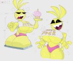  angry animatronic anthro avian big_butt bird breasts butt camel_toe camera_view chicken cleavage clothed clothing crop_top cupcake_(fnaf) duo female five_nights_at_freddy&#039;s five_nights_at_freddy&#039;s_2 galliform gallus_(genus) hi_res holding_object humanoid kaydude looking_at_viewer looking_back machine midriff navel phasianid presenting presenting_breasts presenting_hindquarters profanity recording robot scottgames sharp_teeth shirt stuck teeth thick_thighs thong topwear toy_chica_(fnaf) under_boob underwear vent video_games yellow_body 