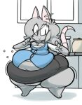  2018 anthro big_butt bottom_heavy breasts butt clothed clothing digital_media_(artwork) elisa_(maddeku) eye_through_hair female hair hi_res huge_hips huge_thighs hyper hyper_thighs looking_at_viewer maddeku mammal murid murine obese obese_female overweight overweight_female rat rodent solo thick_thighs translucent translucent_hair wide_hips 