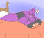  ailurid anthro bed big_breasts breasts clothed clothing digital_media_(artwork) duo female fur furniture gengar hair hi_res humor male male/female mammal nintendo phant0mhat pok&eacute;mon pok&eacute;mon_(species) red_panda simple_background size_difference smile smothering tight_clothing underwear video_games wide_hips 