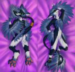  absurd_res aizek_dering anthro avali bamber_(character) dakimakura_design feathers green_eyes hi_res male solo 