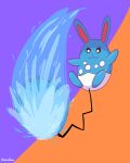  2022 azumarill blue_body blue_tail digital_drawing_(artwork) digital_media_(artwork) feral hi_res lagomorph leporid mammal markings moonabloom nintendo pok&eacute;mon pok&eacute;mon_(species) pokemon_unite rabbit red_inner_ear round_body simple_background small_nose smile solo video_games water white_body white_markings 