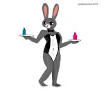  anthro bow_tie breasts destruction21 disney female fur grey_body grey_fur hi_res judy_hopps lagomorph leporid mammal navel pink_nose playboy_bunny playboy_outfit rabbit simple_background solo white_background zootopia 