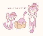  2021 blaze_the_cat blush box buke3jp carrying character_name container digital_media_(artwork) domestic_cat english_text felid feline felis female feral feralized footprint fur hair in_box in_container licking mammal pawpads pawprint paws ponytail purple_body purple_fur sega simple_background sitting solo sonic_the_hedgehog_(series) text tongue tongue_out white_background yellow_eyes 