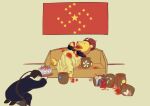  ambiguous_gender anthro cake clothed clothing dessert disney duo eating food furniture human invalid_tag kneeling lying mammal messy nazi open_mouth pooh_bear sofa swastika ursid winnie_the_pooh_(franchise) xi_jinping yellow_body 