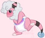  2016 ambiguous_gender anthro archived_source blush diaper digital_drawing_(artwork) digital_media_(artwork) english_text fur hair monsterbunny nintendo pok&eacute;mon signature simple_background solo standing text video_games 