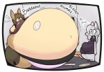  2019 anthro belly big_belly big_breasts bloated bottom_heavy breasts burping cervid clothed clothing dialogue digital_media_(artwork) duo elisa_(maddeku) ellie_(maddeku) english_text female hi_res huge_breasts huge_hips huge_thighs hyper hyper_belly hyper_hips hyper_thighs inflation looking_at_another maddeku mammal morbidly_obese morbidly_obese_female murid murine obese obese_female onomatopoeia overweight overweight_female rat rodent size_difference sound_effects stuffing text thick_thighs weight_gain wide_hips 