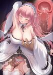 1boy 1girl armpits azur_lane breast_grab breasts censored chain chained chained_wrists cleavage closed_eyes clothed_female_nude_male cross-section cum cum_in_pussy detached_collar detached_sleeves dress ejaculation frilled_dress frills grabbing grabbing_from_behind hetero highres large_breasts long_hair mosaic_censoring niboshin_(usagi_drive) nude panties perseus_(azur_lane) pink_hair pussy_juice see-through sex thighhighs twintails underwear vaginal very_long_hair wet white_dress white_legwear white_panties wide_sleeves wing_collar 