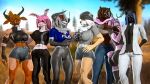  3d_(artwork) abs absurd_res anthro blonde_body blonde_hair bottomwear bovid bovine canid canine canis cattle celestia_snyder_(ludexus) clothing denim denim_clothing digital_media_(artwork) female fur grey_body group hair herm hi_res horn humanoid intersex jeans lady_l lagomorph leggings legwear leporid lexas_(ludexus) lili_chamber_(ludexus) long_ears long_hair ludexus mammal metty_(ludexus) muscular muscular_anthro muscular_female muscular_intersex pants pink_body pink_hair rabbit source_filmmaker suit taller_female tattoo visash_(ludexus) wolf yellow_body yellow_fur zafy_takada_(ludexus) 