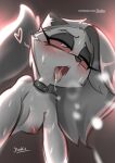  &lt;3 2022 absurd_res anthro bodily_fluids breasts canid canid_demon collar demon female hair hellhound helluva_boss hi_res jizoku long_hair loona_(helluva_boss) mammal nipples saliva solo sweat tongue tongue_out 