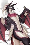  blush claws dragon dragonmaid_strahl duel_monster hi_res horn konami lying membrane_(anatomy) membranous_wings passionpit777 solo wing_claws wings yu-gi-oh 