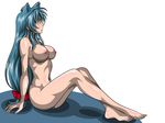  animal_ears big_breasts blue_hair breasts cat_ears chidori_kaname full_metal_panic full_metal_panic! highres large_breasts naked nekomimi nude simple_background sitting yellow_eyes 