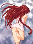  1girl ass barefoot bottomless braid censored feet foot karen karen_(sister_princess) long_hair miyama_amehiko miyama_kannon mosaic_censoring pov_feet pussy red_hair running sister_princess soles solo toes towel very_long_hair 