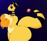 ampharos anthro arms_under_breasts big_breasts big_butt black_eyes bodypaint breasts butt female huge_breasts huge_butt huge_thighs markings neom-daddy nintendo nude painted_breasts pok&eacute;mon pok&eacute;mon_(species) smile solo striped_markings striped_tail stripes tail_markings thick_thighs video_games yellow_body 