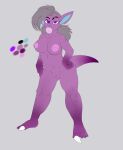  2017 4_fingers 4_toes anthro areola belly biceps big_breasts big_eyes black_eyebrows blue_inner_ear breasts bubble_gum claws color_swatch colored dark_eyebrows deltoids digital_media_(artwork) extensor_carpi eyebrows eyelashes fan_character feet female female_anthro fingers flat_colors flexor_carpi front_view full-length_portrait genitals grey_background grey_hair hair hand_on_own_hip heyimteedo hi_res humanoid_feet humanoid_hands league_of_legends looking_at_viewer mammal markings muscular muscular_anthro muscular_female nipples nude_anthro nude_female obscured_mouth pink_areola pink_nipples plantigrade portrait pose purple_arms purple_belly purple_breasts purple_claws purple_ears purple_eyes purple_face purple_feet purple_fingers purple_hands purple_legs purple_markings purple_neck purple_tail purple_toes pussy quads riot_games simple_background solo toes triceps video_games white_claws yordle 