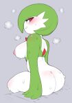  areola big_breasts big_butt bodily_fluids breasts butt female gardevoir green_hair hair hi_res humanoid looking_at_viewer looking_back multicolored_body nintendo nipples nude pink_nipples pok&eacute;mon pok&eacute;mon_(species) pururing red_eyes side_boob sitting smile solo sweat sweaty_butt thick_thighs two_tone_body video_games 