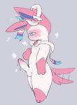  anthro balls blue_eyes blush bodily_fluids eeveelution erection foreskin genital_fluids genitals gloves_(marking) hand_on_chest hi_res leg_markings male markings multicolored_body nintendo nude partially_retracted_foreskin penis pok&eacute;mon pok&eacute;mon_(species) precum pururing socks_(marking) solo sweat sylveon tail_motion tailwag two_tone_body video_games 